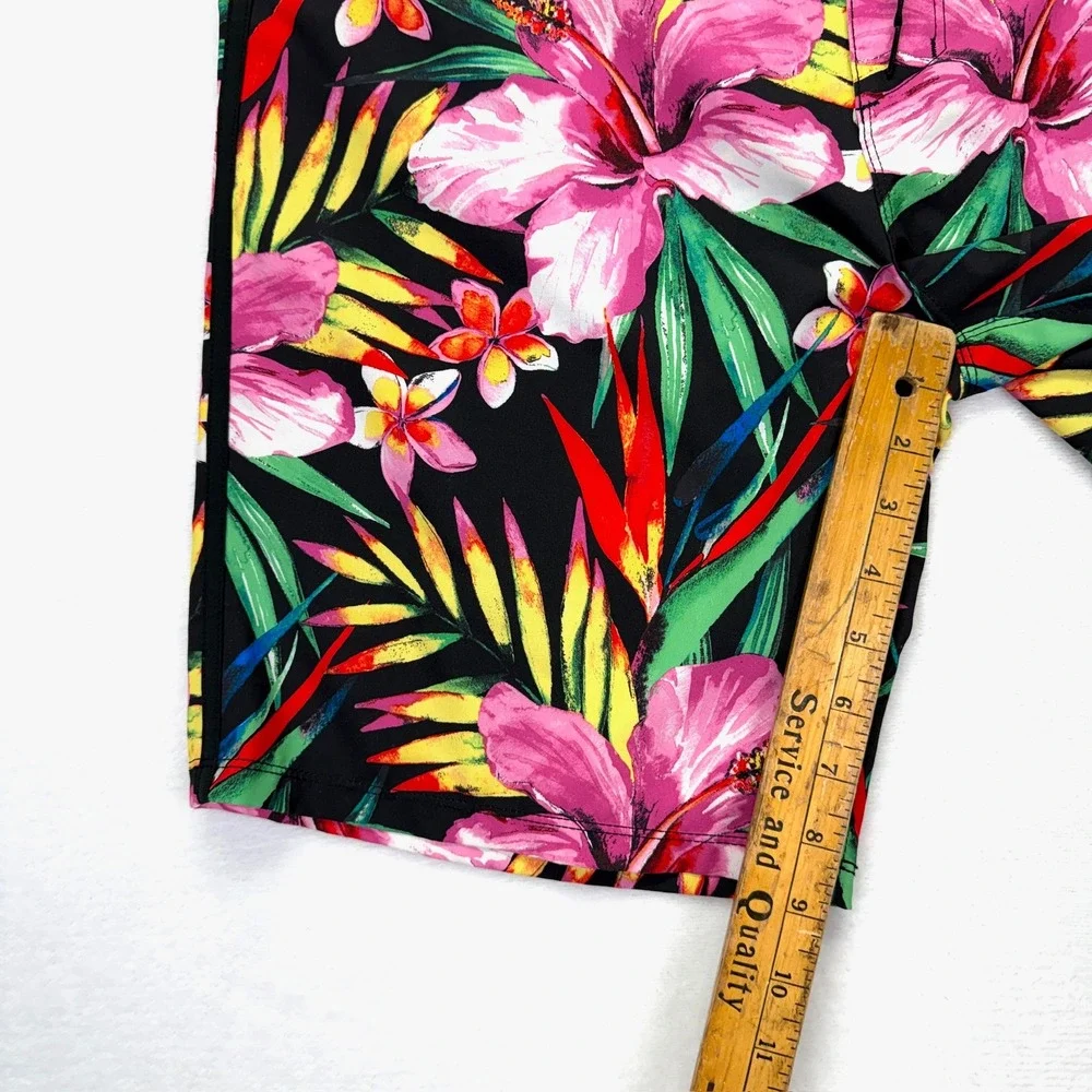Hurley Phantom Board Shorts Mens 34 Black Pink Tropical Floral Hibiscus Stretch‎